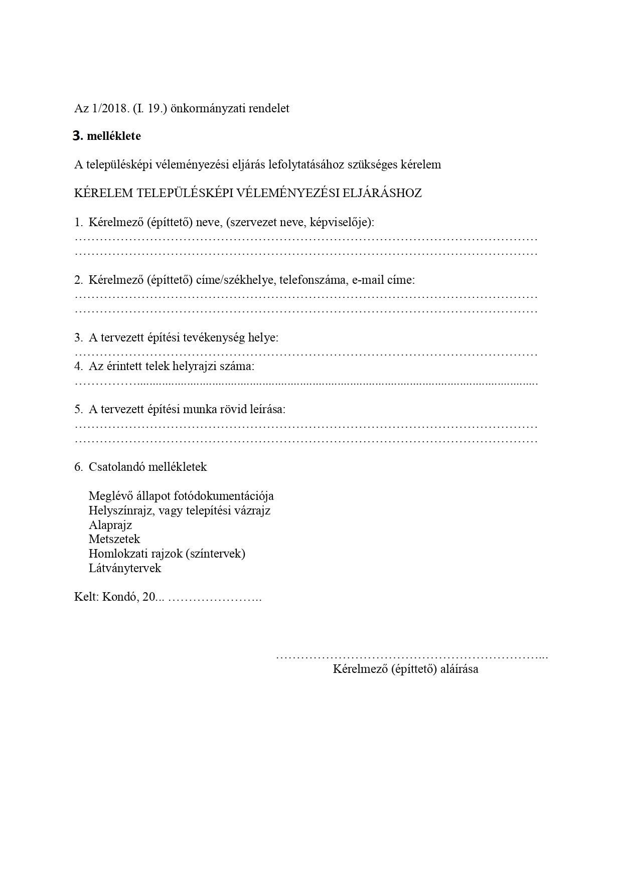 Kérelemnyomtatvány