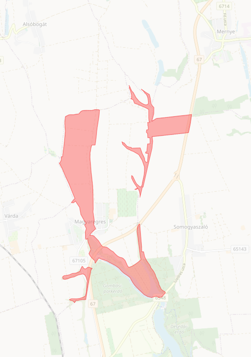 Nemzeti Ökológiai Hálózat övezetei (magterület és ökológiai folyosó övezete) - Magyaregres